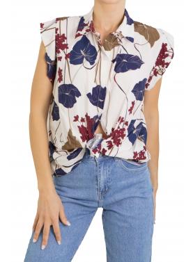 Camicia fantasia mezza manica con volant 